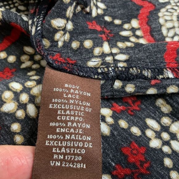 KNOX ROSE 100% Rayon Floral Off Shoulder Boho Top with Lace Trim at Hem Sz S - Picture 8 of 9